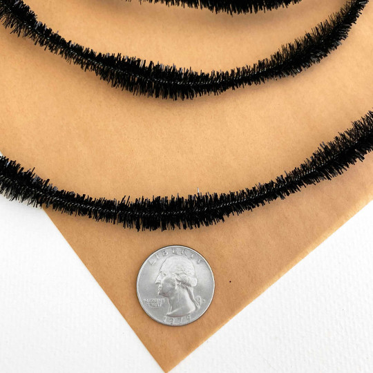 Metallic Black Petite 2-1/2" Bump Chenille for Beards and Arms ~ Pre-cut 2 yds. (30 bumps)